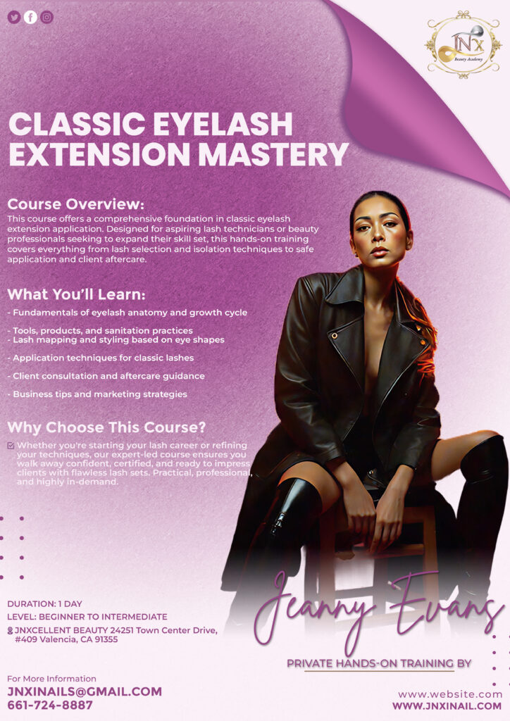 Classic Eyelash Extension Mastery Jeanny Evans Flyer